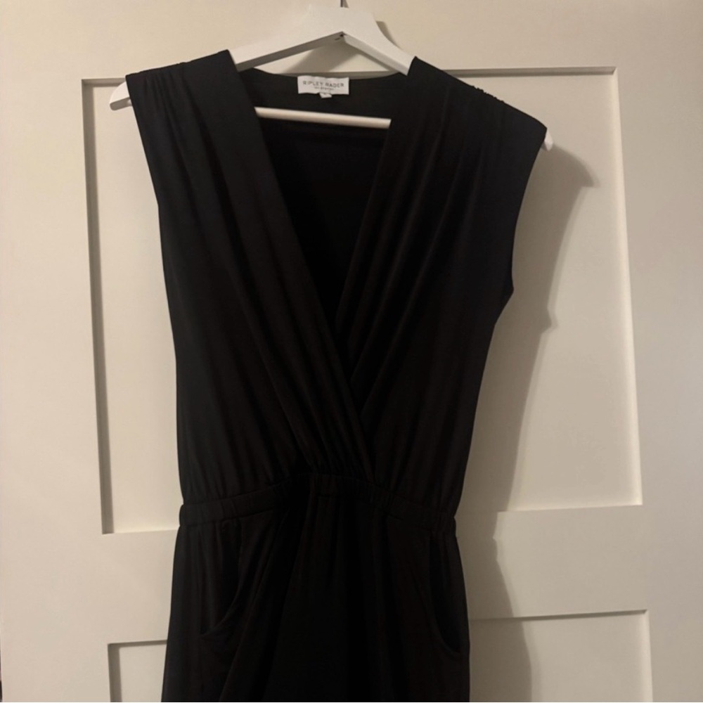 Classic Black Women's V-Neck Jumpsuit - Picture 3 of 4
